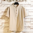 thumbnail image 5 of YanHoo Men's 2 Piece Short Set Linen Henley Button Short Sleeve Polo Shirts and Shorts Summer Casual Suit, 5 of 5