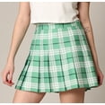 thumbnail image 2 of Made by Johnny Women's Plaid High Waist School Uniform Pleated Skater Tennis Skirt M GREEN_PLAID, 2 of 5