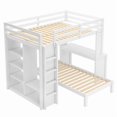 thumbnail image 5 of [Luckynote]Full XL/Full over Twin Bunk Bed with Dismountable Lower Bed and Desk, Solid Wood Bunk Beds Frame with Built-in Shelves and Wardrobe, Can be Converted into Loft Bed, White, 5 of 10