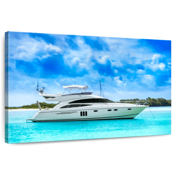 Elephant Stock Caribbean Luxury Yacht Wall Art - Horizontal Canvas Wall Art - Living Room Wall Decor - Transportation Canvas - Blue And Green Decor - 12" x 8"