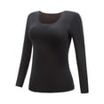 thumbnail image 2 of DuoJiaJ Women's Thermal Shirts Lined Long Sleeve Underwear Black L, 2 of 5