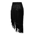 thumbnail image 6 of Unir Women Western Long Fringe Wrap Midi Skirt High Waist Soft Suede Irregular Asymmetrical Country Casual Bottom 1PC S-M-L-XL-XXL Plus Size Friendly, 6 of 6