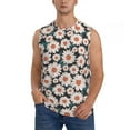thumbnail image 2 of Lsque Daisies Flowers Print Men's Cotton Blend Sleeveless Muscle Shirts (S-3XL)- Moisture Wicking, Odor Protection, UPF 30+,XX-Large, 2 of 8
