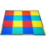 KC Cubs Soft & Safe Non-Toxic Childrens Interlocking Multicolor Exercise Puzzle EVA Play Foam Mat for Kidss Floor & Baby Nursery Room, 16 Tiles, 4 Colors, 12 x 12, 24 Borders