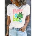 thumbnail image 1 of Happy St. Patrick'S Day Print T-shirt, Casual Short Sleeve Crew Neck Tee, Polyester Medium Stretch Geometric-pattern Women'S Clothing, 1 of 6