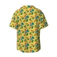 thumbnail image 6 of Lsque Roosters And Sunflowers print Men's Cuban Collar Short Sleeve Shirt Summer Beachwear Casual Button Down Fashionable Vacation Leisure Shirt-Large, 6 of 7