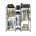 thumbnail image 3 of EasingRoom Free Standing Closet Organizer Wardrobe, Heavy Duty Garment Rack Large Size Wire Clothes Rack with 4 Hanging Rods and 5 Storage Shelves, 70.86" L x 17.72" W x 76.77" H, Black, 3 of 5