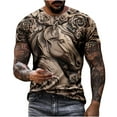 thumbnail image 2 of Zylanna Men's Short Sleeve T-Shirts, Relief Steed Print Summer Crew Neck Lightweight Daily leisure Tops for Men Coffee Size XL, 2 of 6