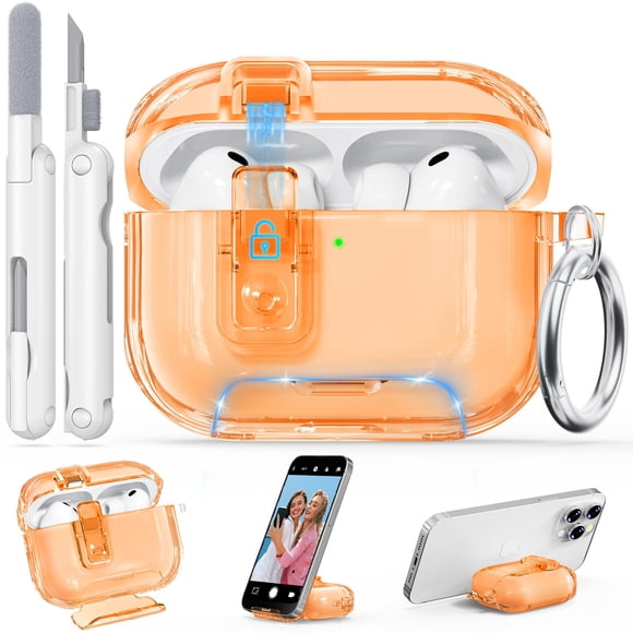 Funda transparente para AirPods Pro 3 2025 con cierre seguro y kit de limpieza
