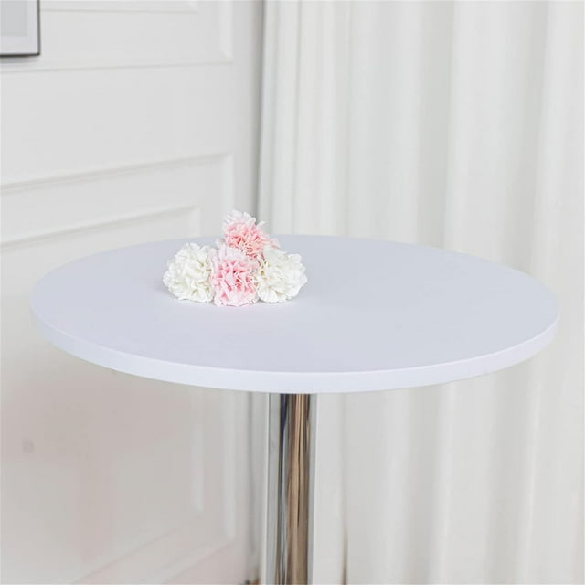 ORUYROP 2-Pack Cocktail Round Table Topper Cap Spandex Fitted Stretch Cocktail Tablecloth Tight Stretchable Elastic for Weddings Banquets Events Parties Restaurants(Size:120cm,Color:White,)