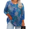 thumbnail image 1 of Top tipo túnica TFSDOD, talla grande, manga 3/4, cuello redondo para mujer, 1 of 6