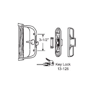 Sliding Patio Door STB Sliding Glass Patio Door Handle Set, Mortise Type, Non-Keyed, Gray, 3-15/16