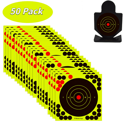 8 inch 50 Pack Stick & Splatter Self Adhesive Shooting Targets Paper Sticker Targets Cover-up Patches Shooting Target for Gun Pistol Rifle Bb Gun Pellet Gun Airsoft Air Rifle Range