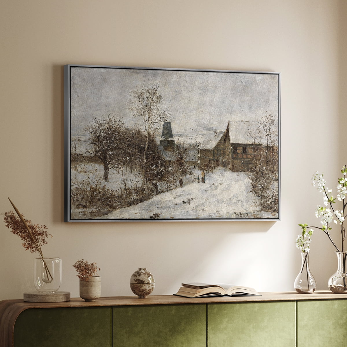 Vintage Landscape-CCLXXXVI By Wexford Home Framed in Silver Wood Gallery Wrapped Canvas 25 in. x 37 in.