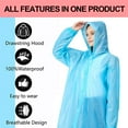 thumbnail image 5 of Raincoat Waterproof Rain Coat Poncho Long Rain Jackets Lightweight with Drawstring Hood for Men Women (Blue 1 Pack), 5 of 5