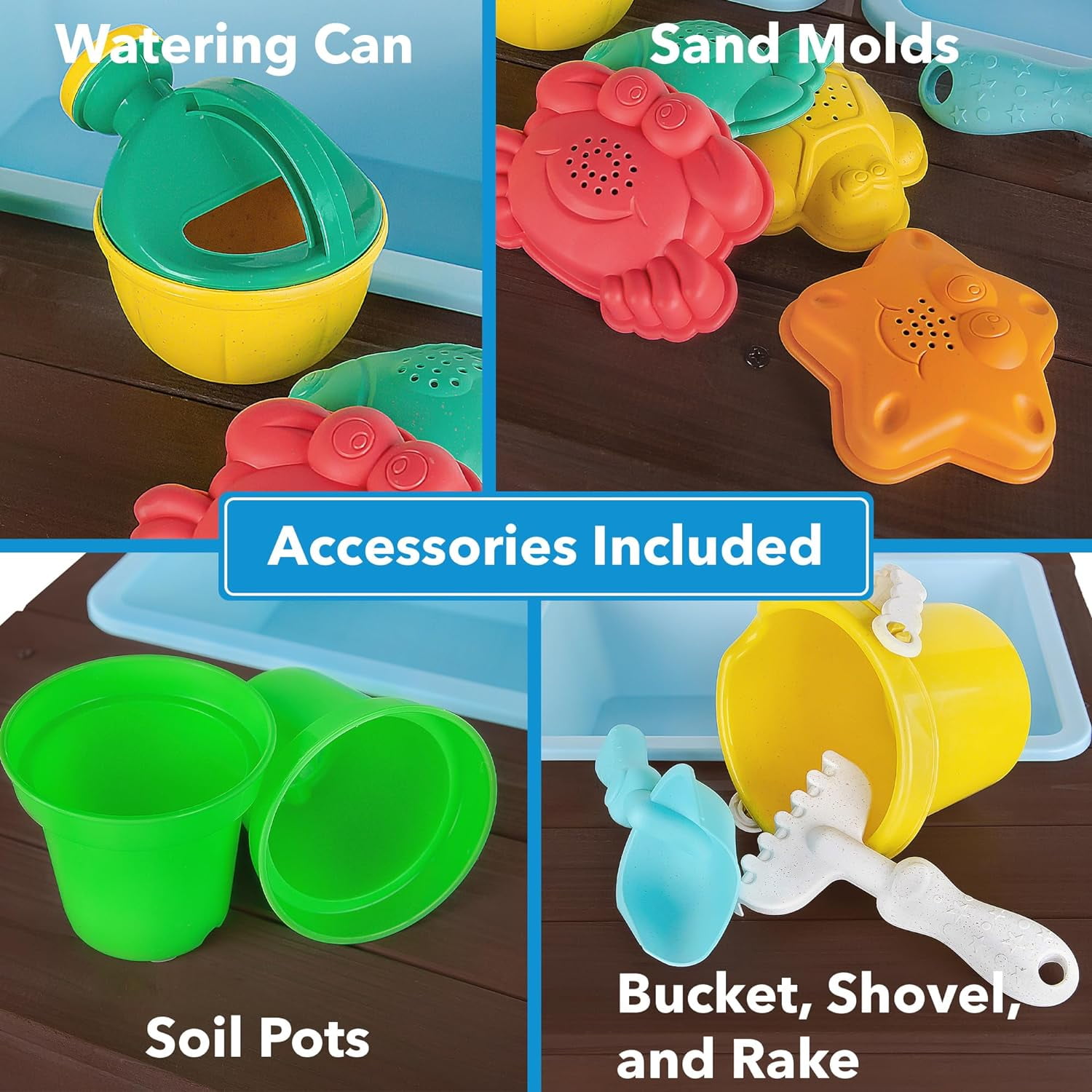 WonkaWoo Sand and Water Table for Toddlers Wooden Sensory Activity Table with Beach Toys