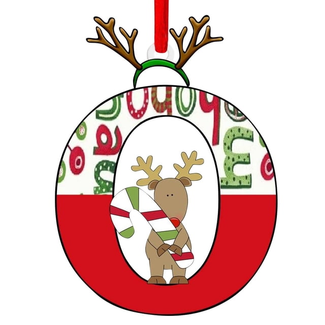 Juego de 26 adornos navideños con letras | Colgantes acrílicos planos con letras del alfabeto | Adornos navideños de madera roja | Decoración navideña personalizada para casa, oficina o fiesta