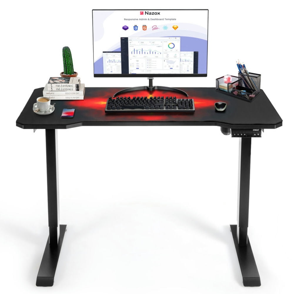 GVN Electric Standing Gaming Desk with Height Adjustable Splice Board, Desk for Bedroom, Gaming Computer Desks for Study,Working,Writing