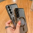 thumbnail image 6 of Electroplating Gradient Glitter Phone case with Magnetic Suction Function, Simple but not Too Cute, for Samsung Galaxy S23 S22 S21 S20 Ultra Plus Note20 Note10 Phone Case (Dark Blue,S21), 6 of 8