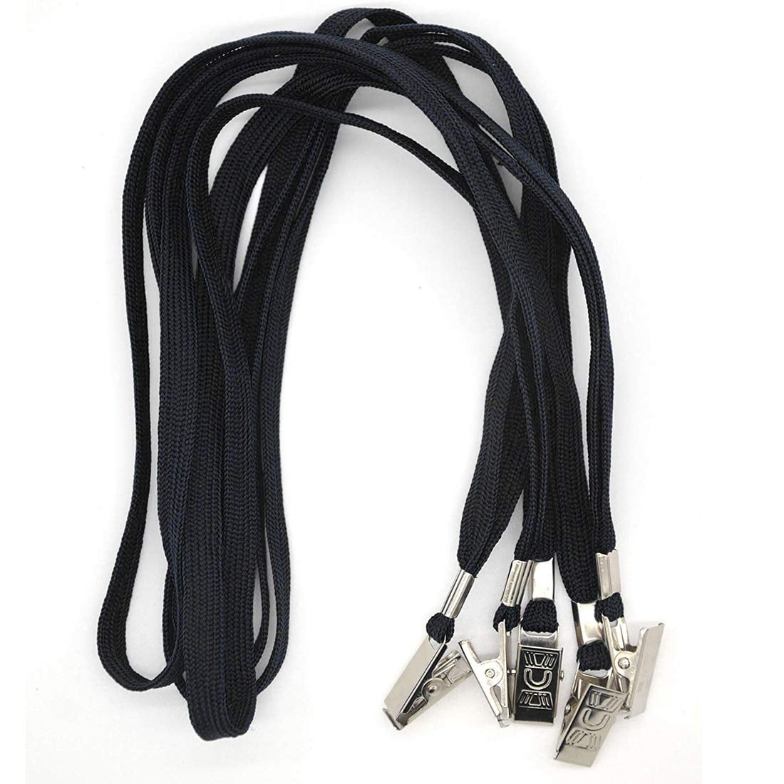 Black Lanyards 100 Pack Bulk Badge With Clip Neck Flat Lanyard Bulldog