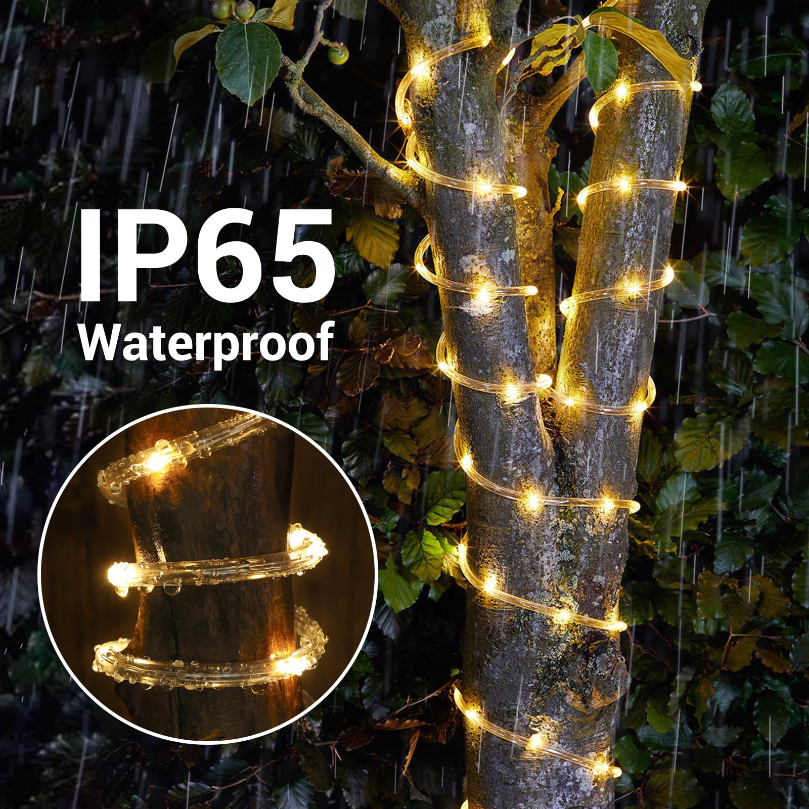 Ceevoo Solar Rope Lights Outdoor, 2 Pack Total 132ft 400 LED Waterproof Solar Powered String Lights with 8 Modes for Garden Patio Home Backyard Tree Decor, Warm White
