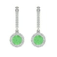 thumbnail image 3 of 2.235 ct Lever-Back Drop Dangle Earrings for Women | 6mm Round Cut Simulated Green Diamond | 18K White Gold, 3 of 5