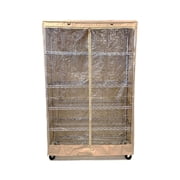 Covered Living Storage Shelving Unit Cover, fits racks 48"W x 24"D x 72"H one side see through panel in Khaki