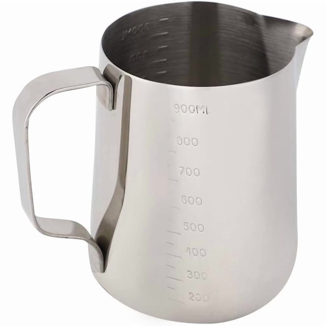 Jarra medidora de leche de acero inoxidable de 1000 ml, jarra de café para espumar con leche