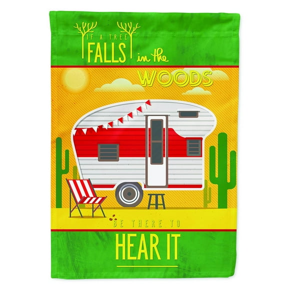 Be in the Woods Retro Camper Desert Flag Canvas House Size