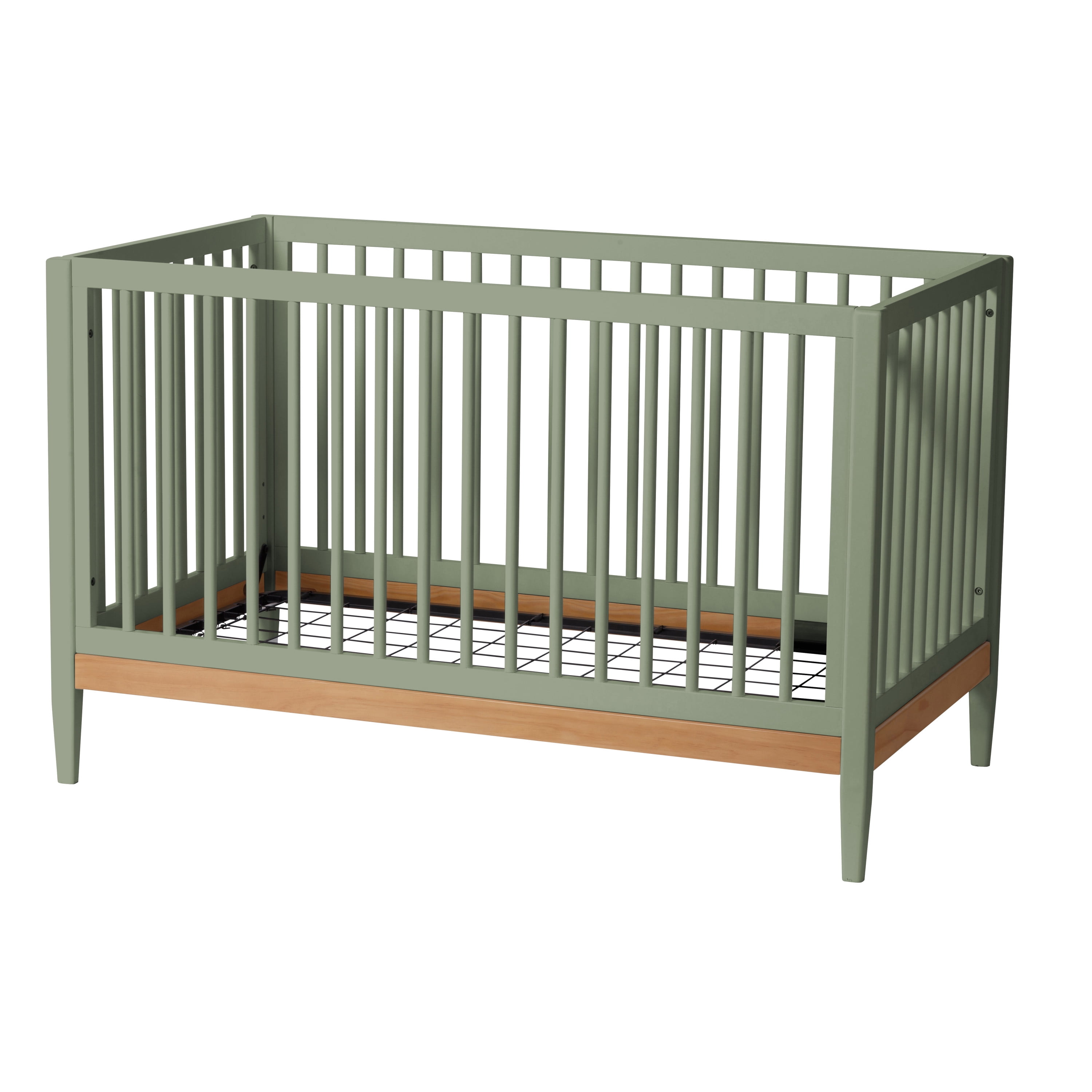 Little Seeds Clover 4-in-1 Convertible Baby Crib, Grove Green/Natural