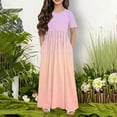 thumbnail image 2 of Agkizg Girls Short Sleeve Dresses Crewneck Gradient Printing Casual A Line Cottons Girl Sundress Dresses, 2 of 5
