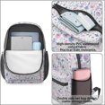 thumbnail image 3 of 17 Inch Lightweight Backpack,PVC Waterproof Oxford Fabric, Ergonomically Designed, with Large Capacity, Floral Flowers Print, 3 of 5
