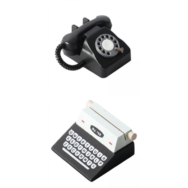 1/12 Dollhouse Mini Creative Telephone and Typewriter Furniture DIY Scene Photography Props Decoration