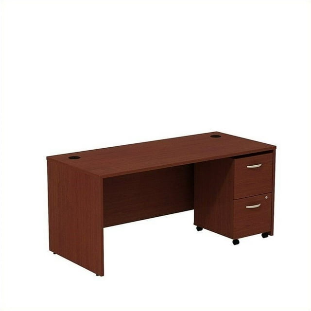 Series C 66W Desk with Mobile File Cabinet in Mahogany - Engineered Wood