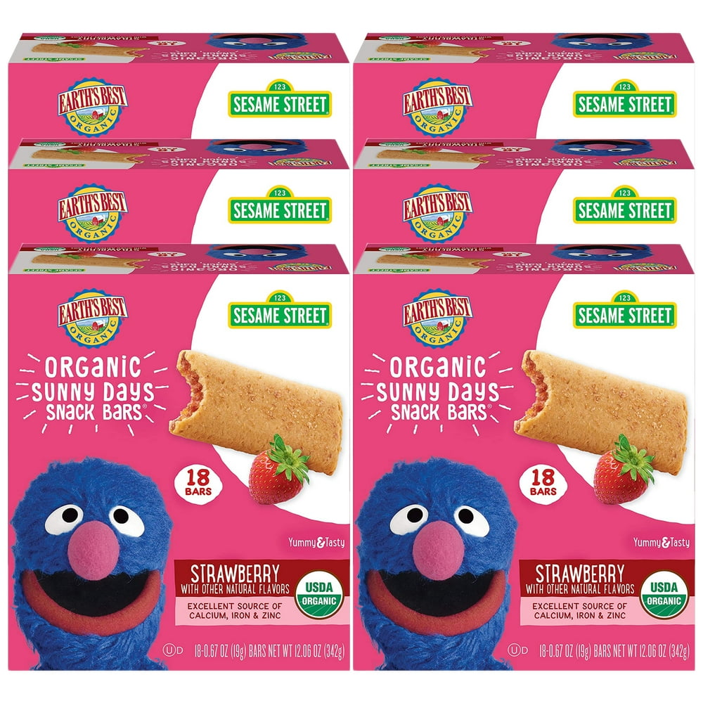 (6-Pack) Earth’s Best Organic Sesame Street Sunny Days Strawberry Snack