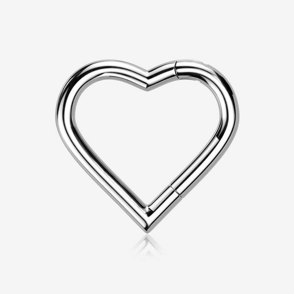 Implant Grade Titanium Heart Basic Geometric Clicker Hoop Ring