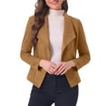 thumbnail image 2 of dGslk Womens Open Front Blazer Long Sleeve Lapel Collar Work Office Business Casual Suit Jacket for Professional Attire Light Brown M, 2 of 2