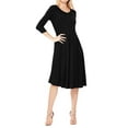 thumbnail image 2 of Women's Casual Loose Fit 3/4 Sleeve Round Neck Jersey Knit A-Line Comfy Solid Midi Dress, 2 of 4