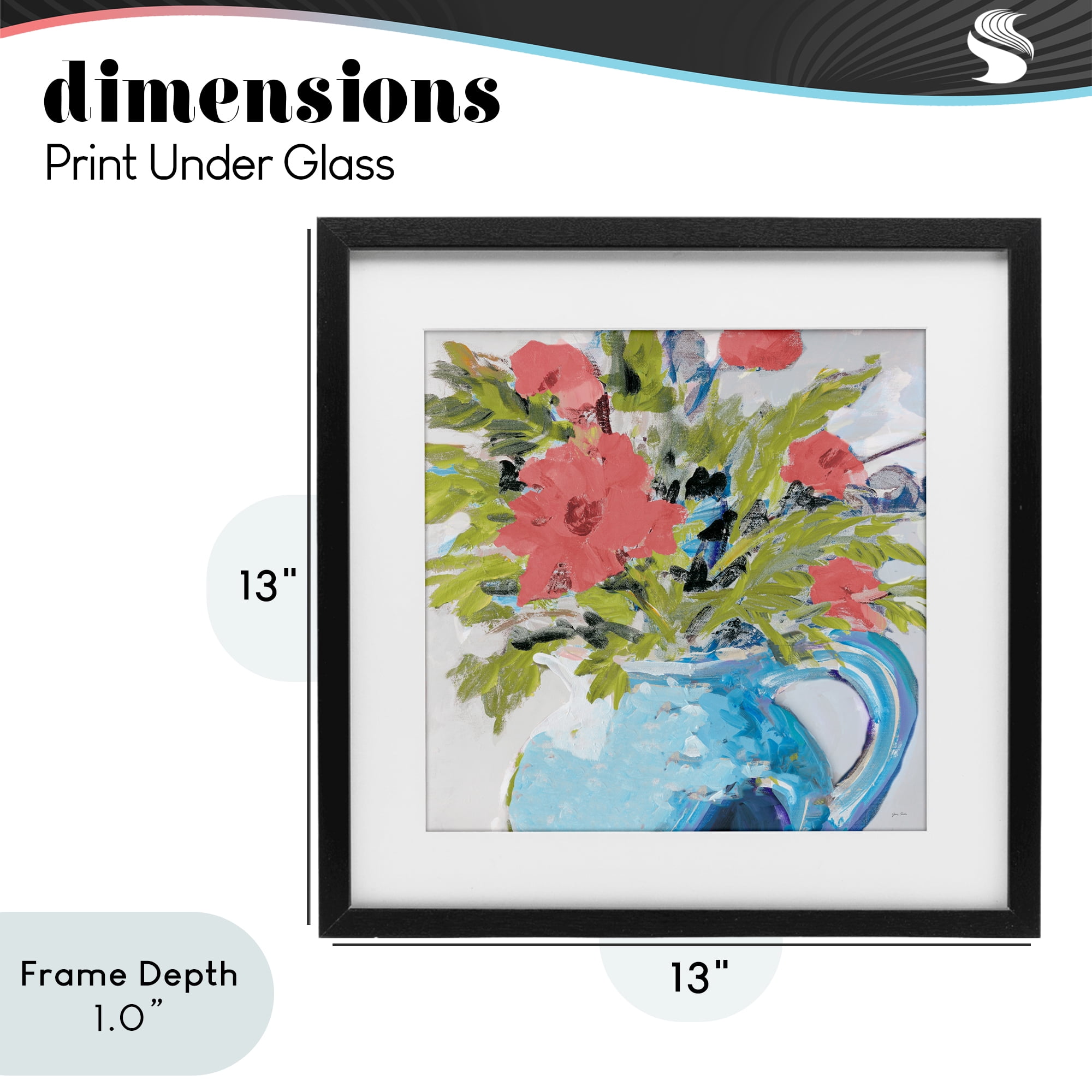 Stupell Industries Daisies in Blue Vase Black Framed Print Under Glass, design by Jane Slivka