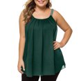 thumbnail image 4 of Scyoekwg Womens Tank Tops Clearance Sleeveless Tank Tops Basic Sling Summer Crew Neck Chiffon Pleated Tunic Tops Solid Color Camisole Loose Casual T Shirts (Green,XL), 4 of 5