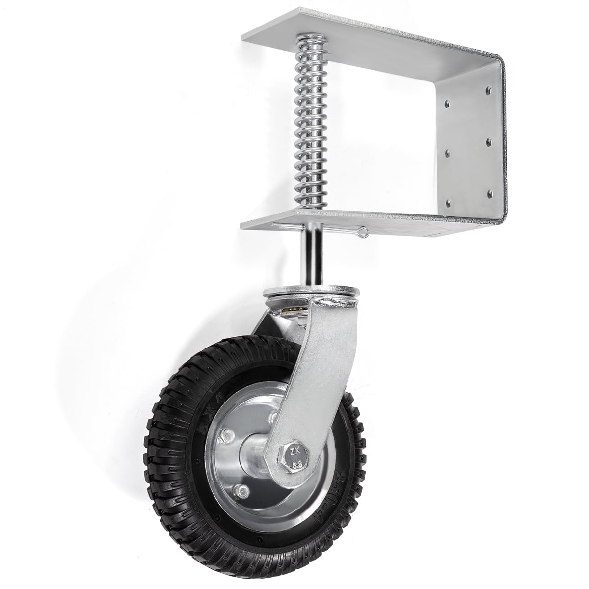 Stark USA Heavy Duty Fence Gate Wheel 8" Gate Wheels For Wooden Or Metal Gate, Spring Loaded Farm Caster Support Wheel With Suspension For Swing Rolling Metal Tube Gate, Flat Free Tire, 360 Swivel, S