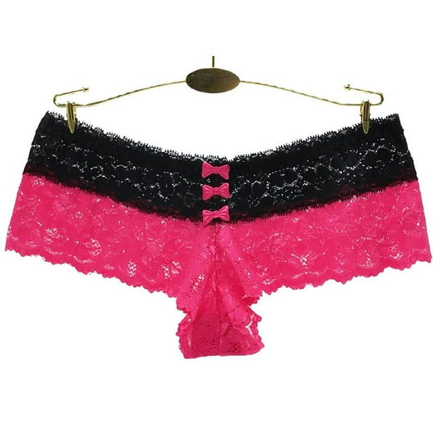 6-Pack Women's Lace Boyshorts Bikini Panties Sexy Boy Shorts Panty  Underwear (2XL)