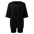 thumbnail image 4 of Fewfanhot 2 Piece Lounge Set Women 2 Piece Lounge Sets Ribbed Knit Matching Outfits T-shirt Biker Shorts Sleepwear Loungewear Sweatsuits, 4 of 5