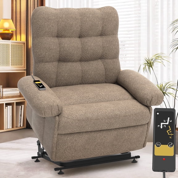 Power Lift Recliner Chair for Elderly, UHOMEPRO 3 Motor Electric Lift Chair with Independent Backrest and Footrest Control, Infinite Position Stand Assist Recliner for Living Room, Brown