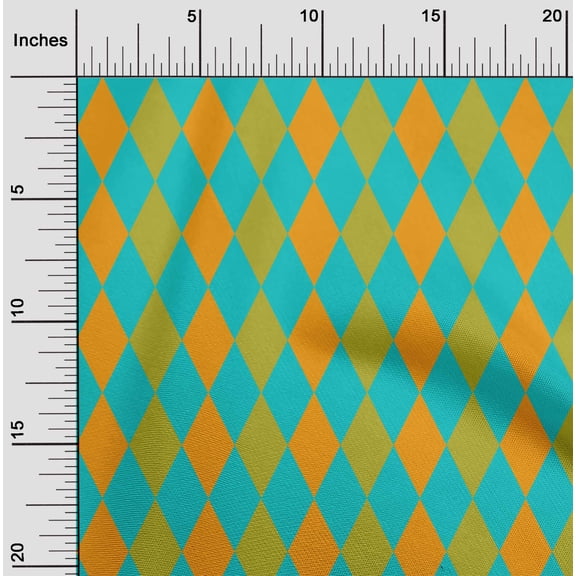oneOone Silk Tabby Turquoise Blue Fabric Argyle Check Fabric For Sewing Printed Craft Fabric By The Yard 42 Inch Wide