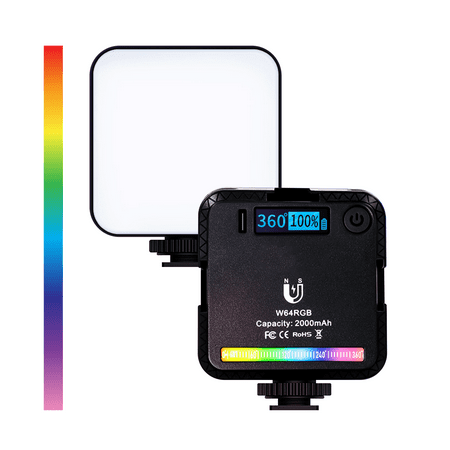 Foto&Tech Full RGB 73 LED Video Light Panel Camera Light Mini with Magnetic Attraction Design and Cold Shoe Mount Rechargeable 2000mAh Battery Light Panel for Photography Video DSLR