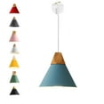 thumbnail image 1 of FSLiving J-Style Track Mount Pendant Fixture Scandinavian Style Pendant Lights for Kitchen Hanging Lamp Modern Wood and Aluminium Light Customizable,Blue - 1 Light, 1 of 9