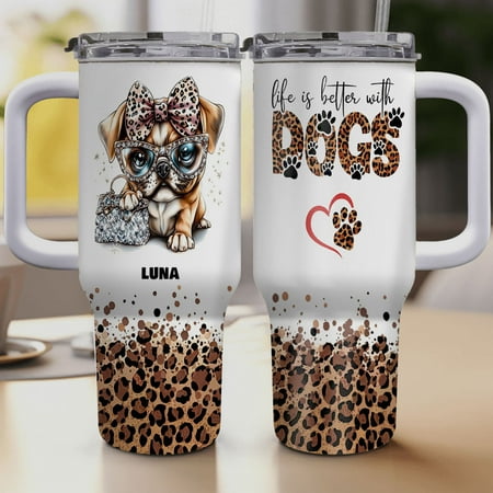 

Personalized Dog Tumbler with Bulldog Dog’s Name – Custom Travel Coffee Cup 40oz Travel Coffee Cup Gift for Mother s day Father s day Christmas AJEYWu