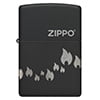 Black Matte with Chrome Flame Zippo Design