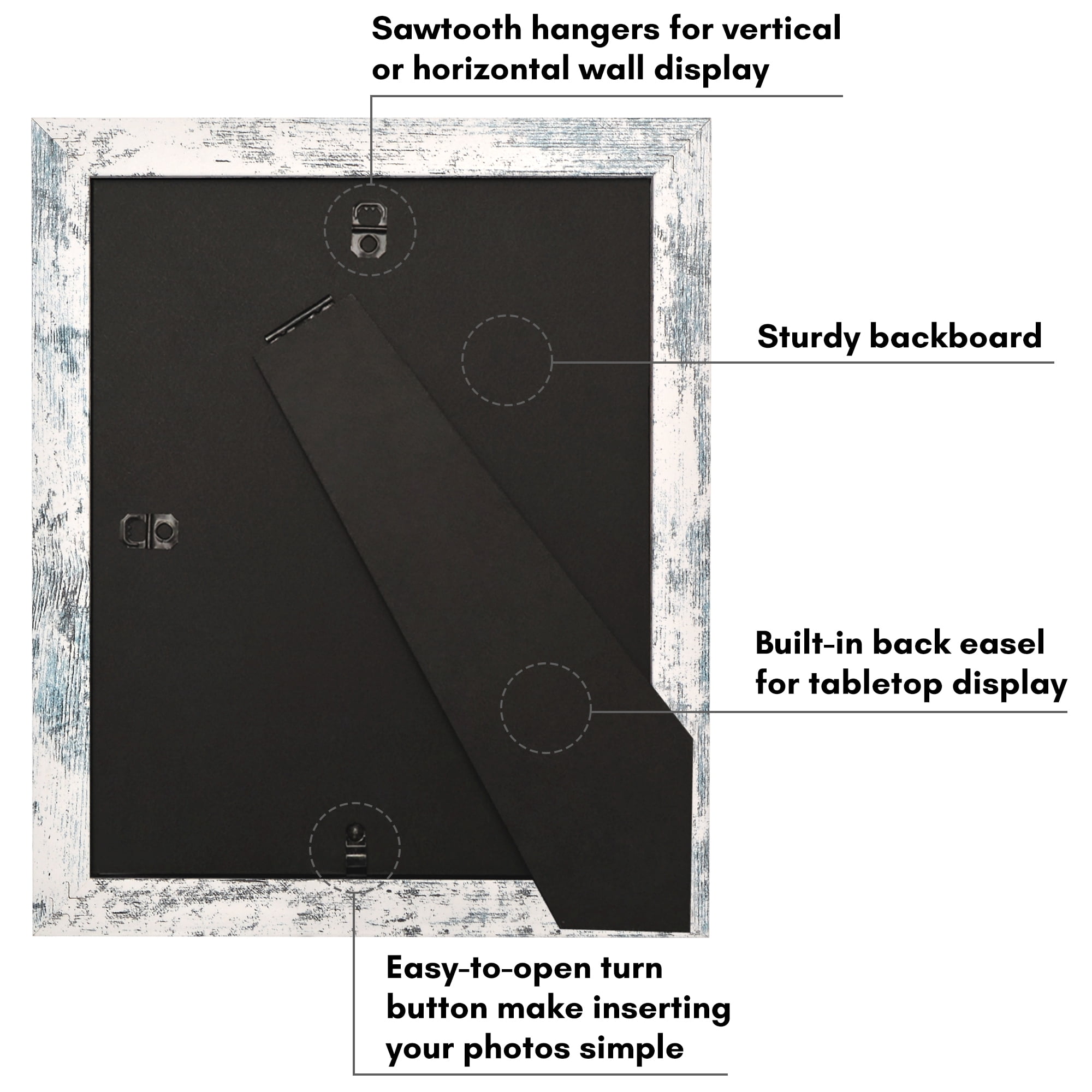 Americanflat 8x10 Picture Frame with Shatter-Resistant Glass Fits 5x7 Photos with Mat Hudson Distressed - White